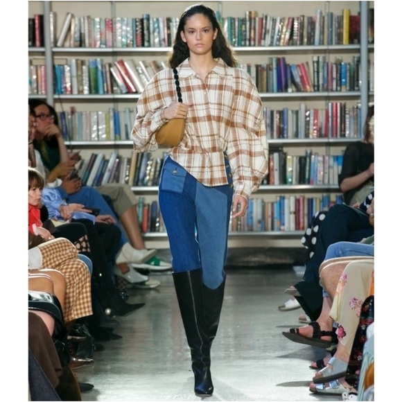 Rejina Pyo Luci Patchwork Contrast Raw Hem Slim Straight Ankle Jean Trousers 14 - Picture 2 of 14